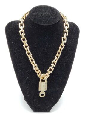 Gold-Plated Necklace with Authentic Louis Vuitton Padlock